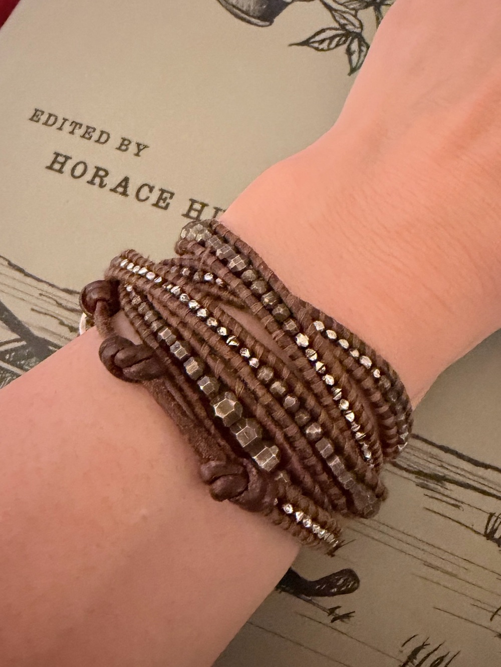 Chan Luu Brown and Gunmetal Leather Wrap Bracelet | Sterling Silver 925